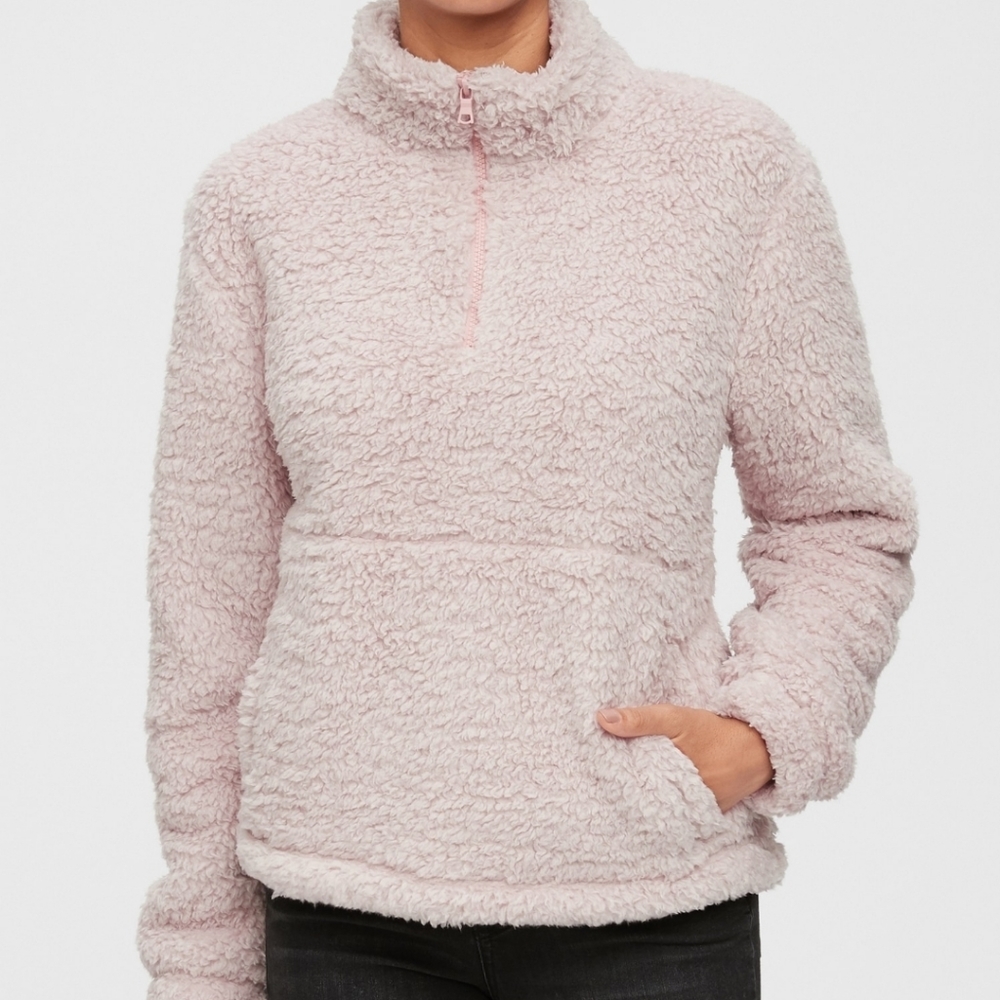 🥳FINAL PRICE👍💕 NWT‼️ GAP Teddy Sherpa 1/2 Zip Mockneck Jacket